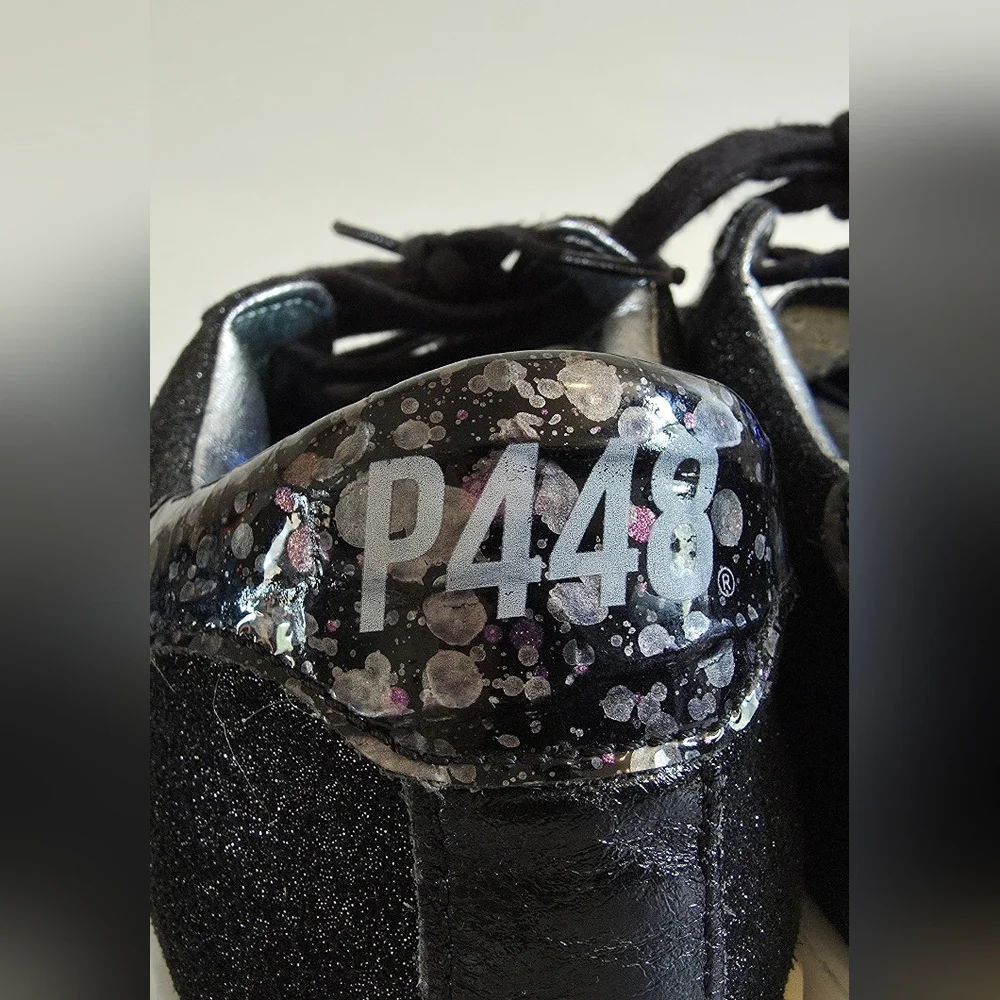 P448 John Black Glitter Sneakers Size 36